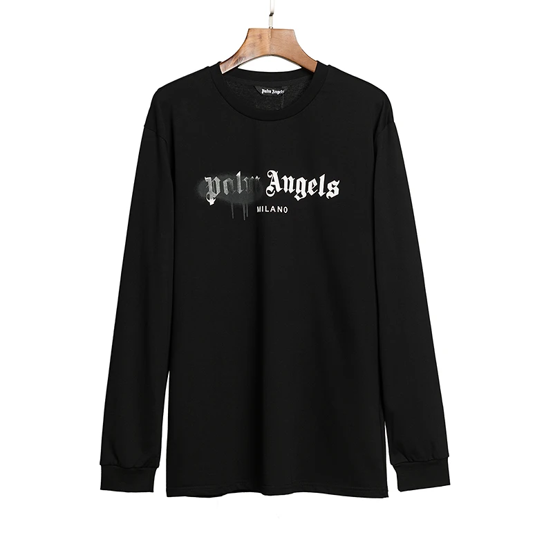 

Palm Angels Spray Letter Printing Long Sleeve T-shirt Men and Women Same Style Loose Casual Top 23585
