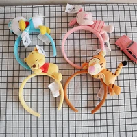 DISNEY Cartoon Characters Mickey Minnie Pooh Bear Tiger Plush Headband Hair Bands Girls Cute Plush Toy Soft Doll Party A Gift