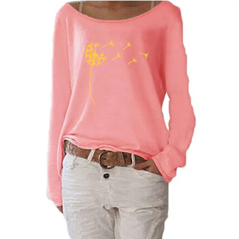 

Wildflower Dandelion Print Women tshirt Cotton Hipster Women Long Sleeve Funny Autumn Streetwear Tee Tops