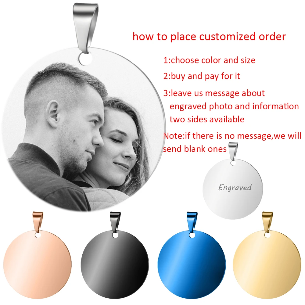 

Engraved Photo Words Name Tag Necklace Pendant Necklace Gift female male bijoux femme