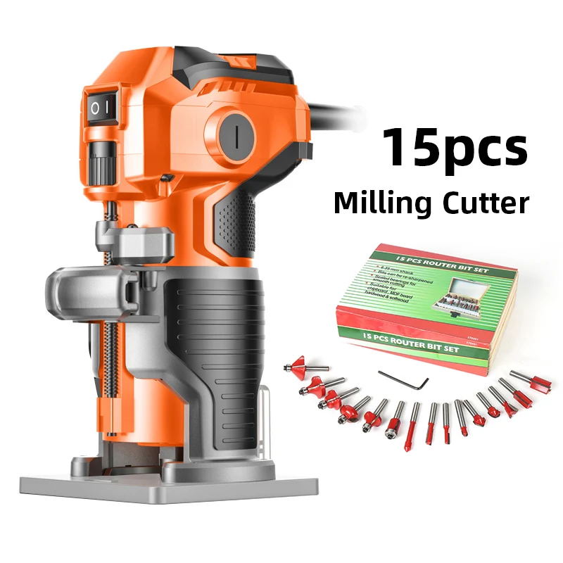 

1280W Wood Electric Trimmer Milling Engraving Slotting Trimming Machine With Milling Cutter Woodworking Wood Laminator Router