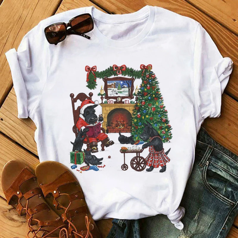 

Women's Christmas Graphic Aesthetics Print Merry Christmas T-shirt Streetwear Gothic Girl XL Christmas T-shirt Top