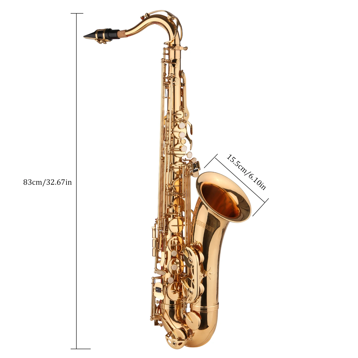 

ammoon Saxophone Bb B-flat Tenor Saxophone Gold-plated Sax & Mouthpiece Case Neck Strap Cleaning Cloth Brush Musical Instruments