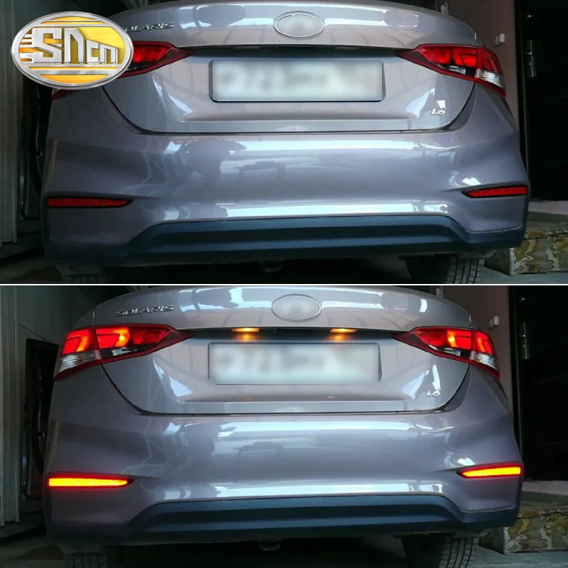 

2PCS For Hyundai Solaris Accent 2017 - 2020 2-in-1 Functions Car LED Rear Fog Lamp Bumper Light Auto Brake Light Reflector