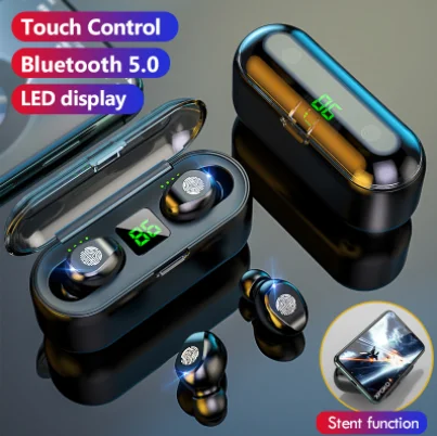 

TWS F9 Wireless Bluetooth Headphone Stereo Sport Wireless Earphones Touch Bluetooth 5.0 Mini Earbud Bass Headset with 2000mAh