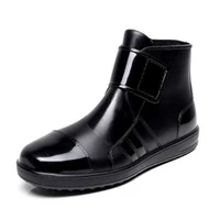nice pvc waterproof rain boots waterproof flat with shoes men rain unisex water rubber ankle boots buckle yuj8