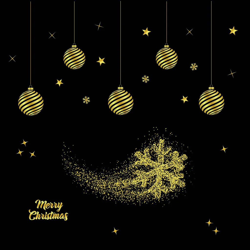 Настенная Наклейка украшение для комнаты 2019 Счастливого Рождества Золотая