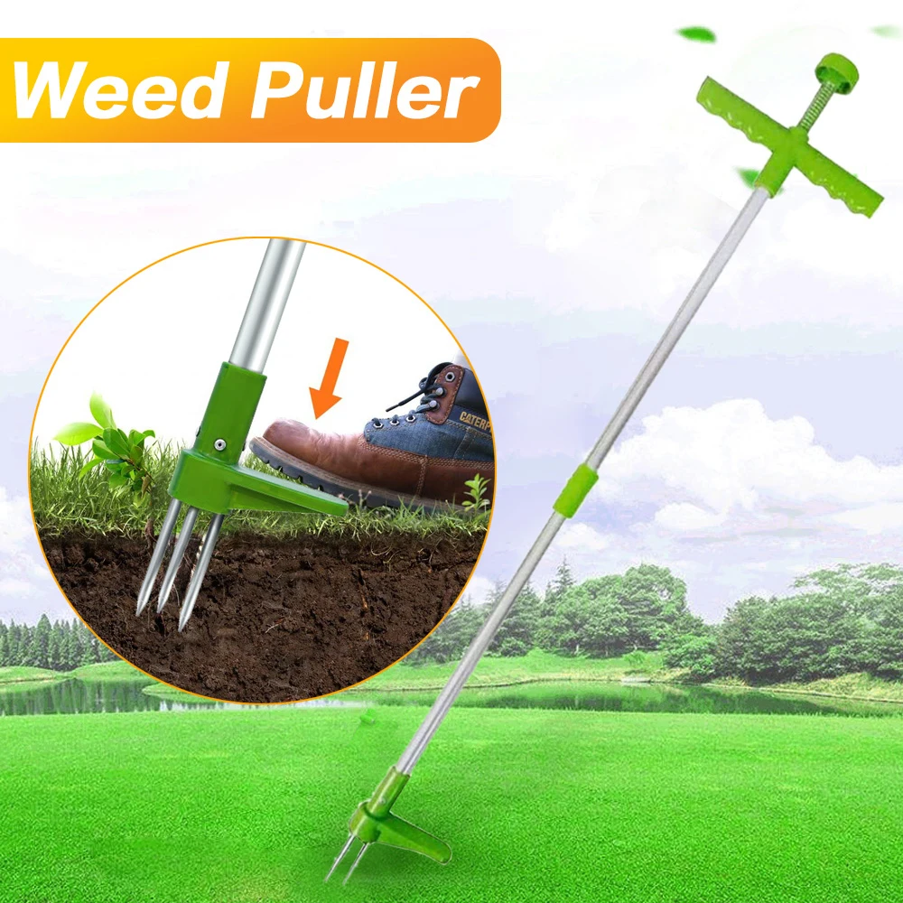 

Weed Remover Root Remover Outdoor Handled Aluminum Stand Up Weed Puller Killer Tool Claw Weeder Portable Manual Garden Lawn Long