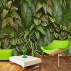 Настенный 3d-фон с зелеными растениями и листьями на заказ, настенная роспись, для гостиной, спальни, столовой, водонепроницаемые холщовые 3D-обои