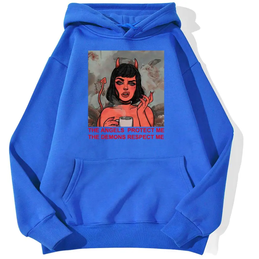 

The Angels Protect Me Print Streetwear Female Loose Hot Sale Hoodies Sport Casual Hoodie Skin Friendly Creativity Hoody Women