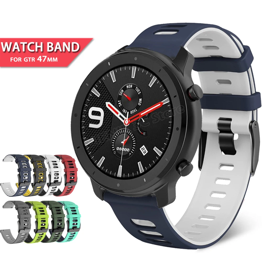 

Sport Silicone Strap Watchband for Huami Amazfit GTR 47MM /gtr 2 /Stratos 3 2 2s Bracelet Wristband Sport Replacement Band