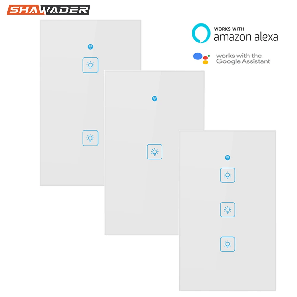 Wifi умный светильник переключатель сенсорная стеклянная панель США