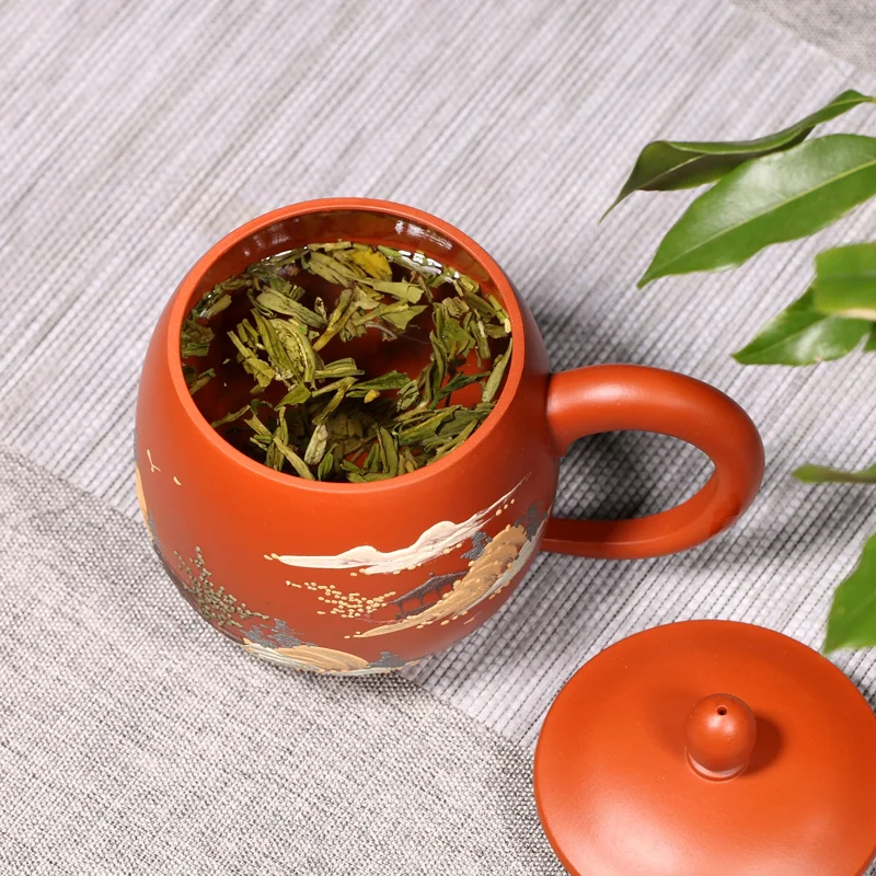 

Not as well joy pot yixing purple sand cup run of mine ore pure manual cup lid cup zhu mud replete cup 380 cc