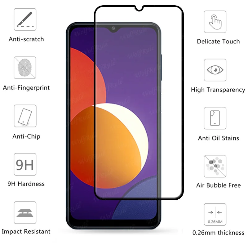 Protector de pantalla de cristal templado para Samsung Galaxy M12, cristal de cobertura completa para Samsung M12-1