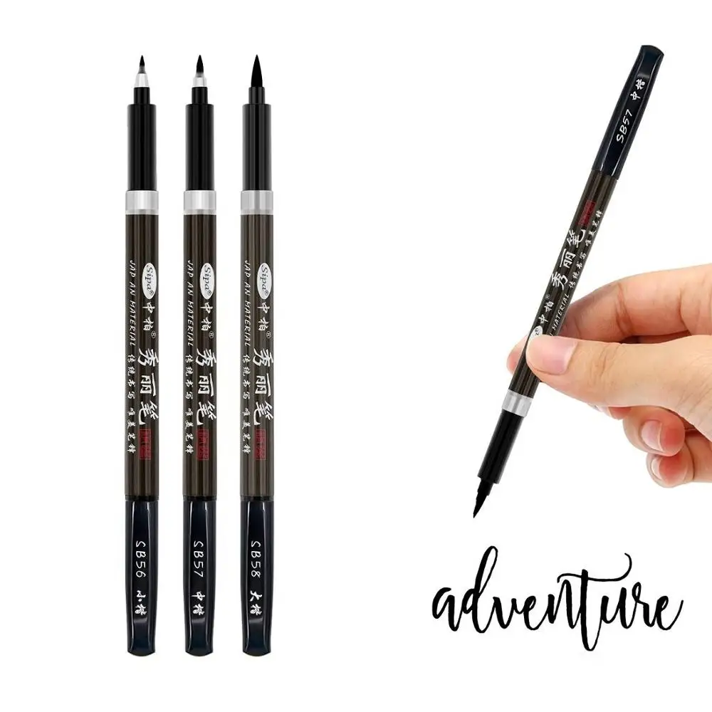 

3pcs Calligraphy Pen Set Fine Medium Brush for Signature Drawing Hand Writing Lettering Words Painting Art Design Supplies F867