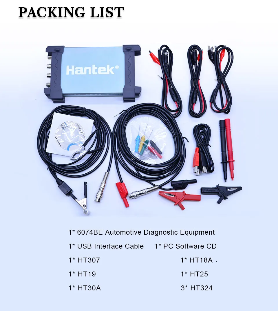 Hantek 6074BE Серия комплект I 4CH 70MHZ автомобильное диагностическое оборудование действие зажигания/датчик/автобус Диагностика/перфоратор/Запуск