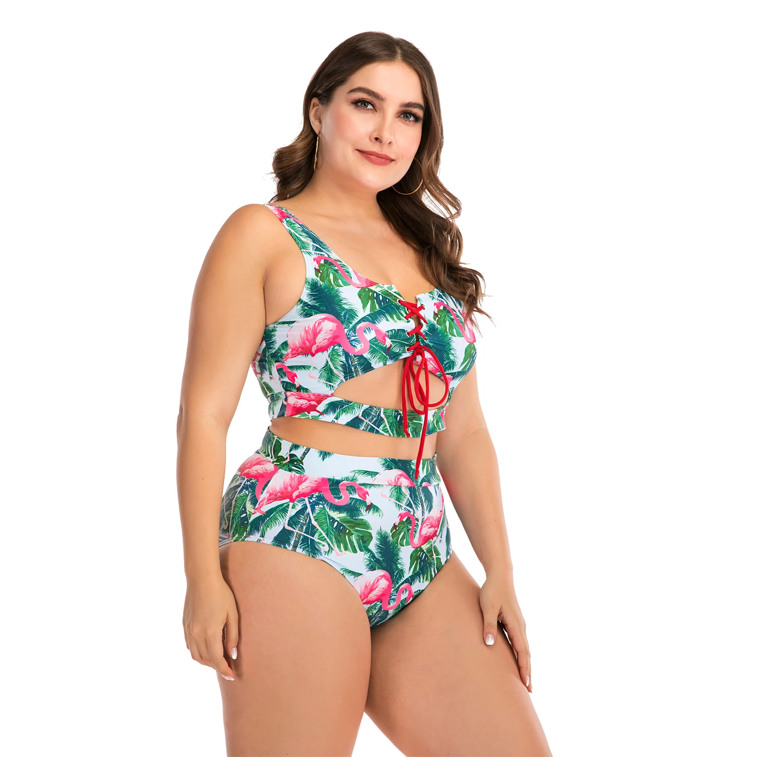 Женский купальник бикини 2020 размера плюс с цветочным принтом 4XL большой женский