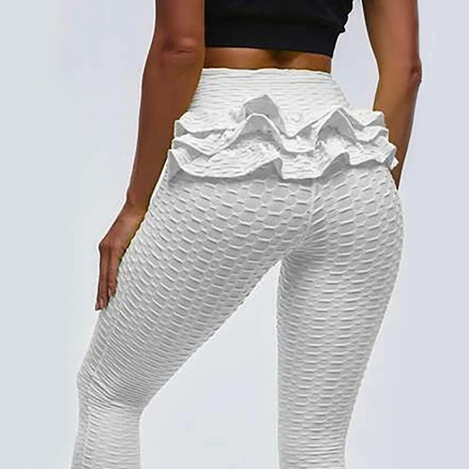 

Women's Pants 2021 Fashion Casual Solid Color Bubble Hip Lifting Exercise Fitness Running High-waisted Yoga Pants