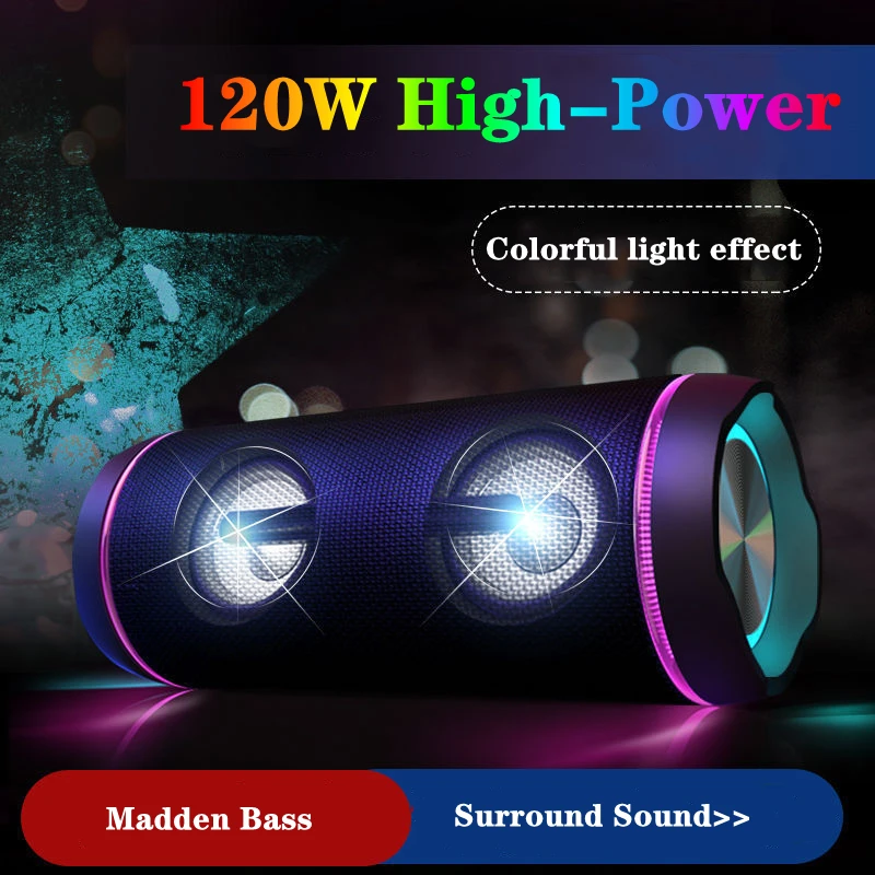 

Мощная Колонка Forest Sound M8, 120 Вт, RGB прожектор, уличный водонепроницаемый динамик HD, высокое качество звука, Bluetooth Сабвуфер