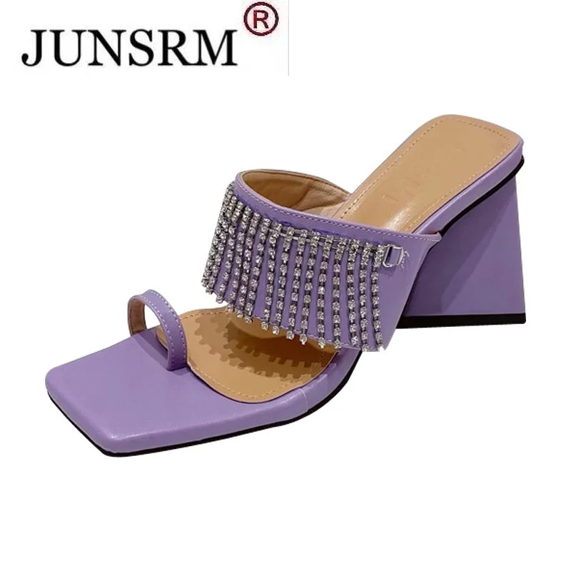 

Босоножки женские на высоком каблуке, однотонные удобные уличные сандалии с круглым носком, Нескользящие, квадратный каблук, лето