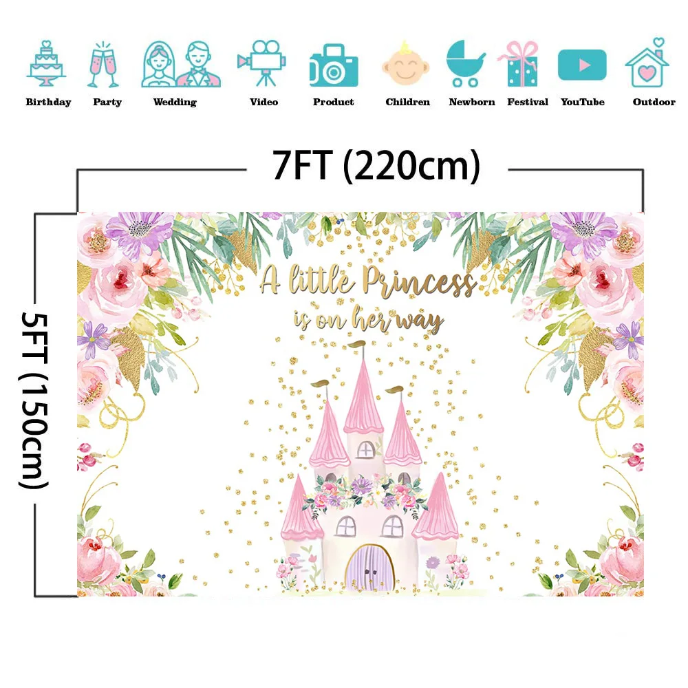 Mocsicka фон для фотосъемки маленькой принцессы с изображением розового замка