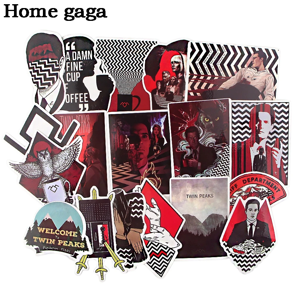 

Homegaga 18pcs TV Show Twin Peaks Funny PVC Scrapbooking For Luggage Laptop Phone Decals DIY Album Stickers Gift D3131