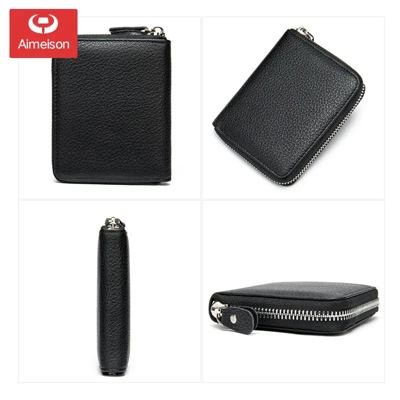 Модный короткий кошелек для мужчин мужской однотонный из натуральной кожи