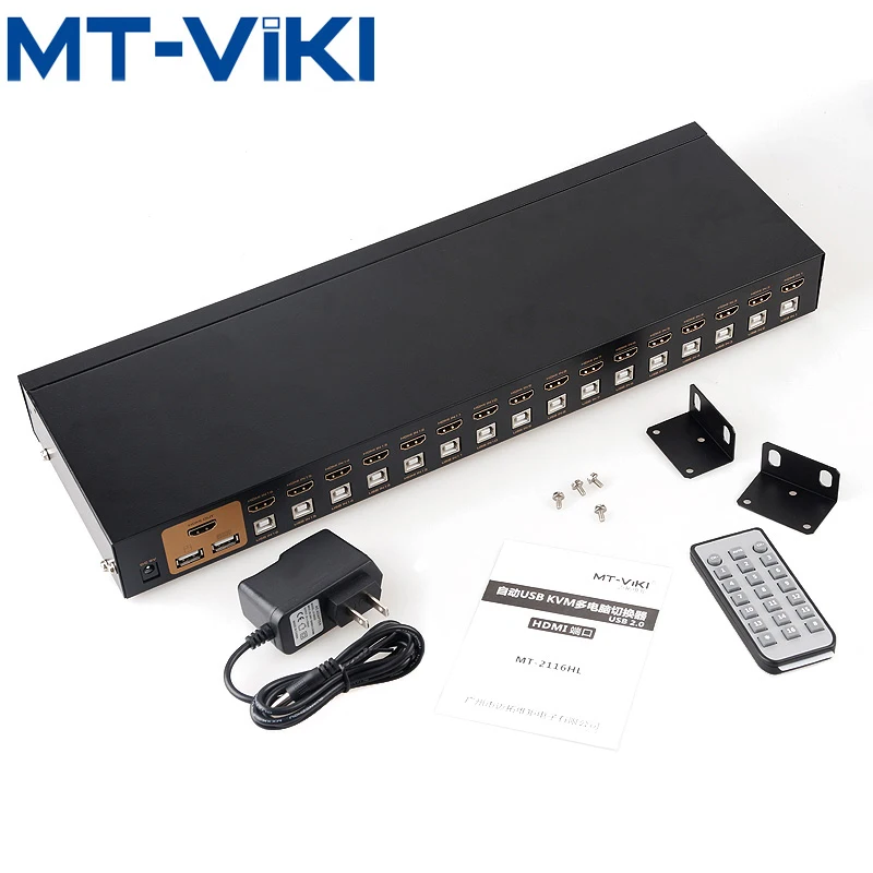 KVM-переключатель Mt-VIKI, 16 портов, автоматический USB HDMI-совместимый переключатель, клавиатура, мышь, HD1080P, ИК-пульт дистанционного управления MT-2116HL