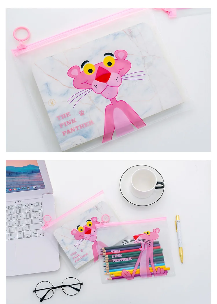 Kawaii розовый пантера пенал держатель файлов милые, прозрачные пеналы коробка ручка чехол для мальчиков детские канцелярские принадлежности Школьные принадлежности
