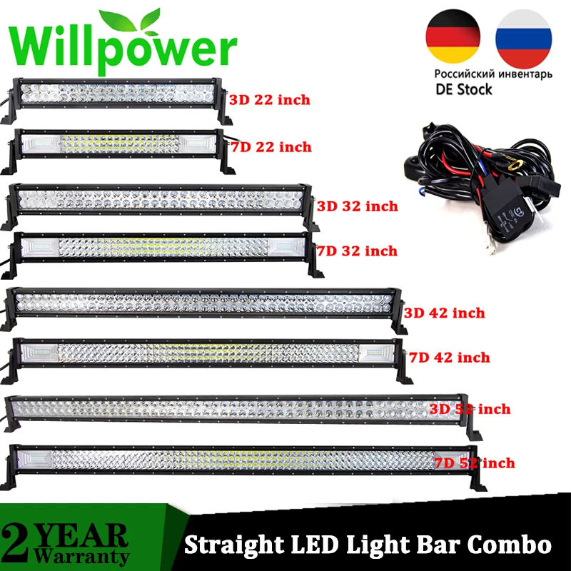 Willpower 22 32 42 50 52'' Inch Straight Led Light Bar COMBO Work light offroad driving Fog Lamp Truck 4x4 ATV UTV 12V 24V |