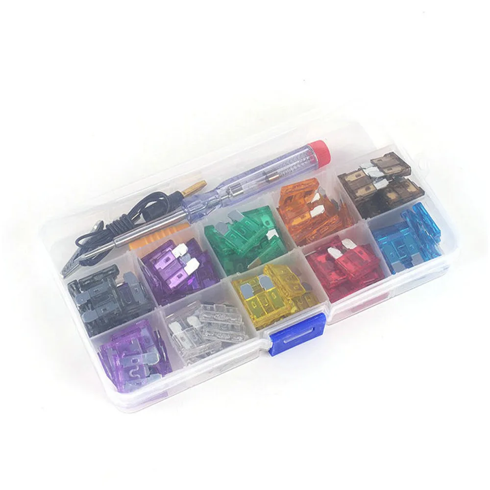 

1 Box of 2A-35A Car Fuse Replacement Fuses Accessories with Test Pencil and Safety Clip