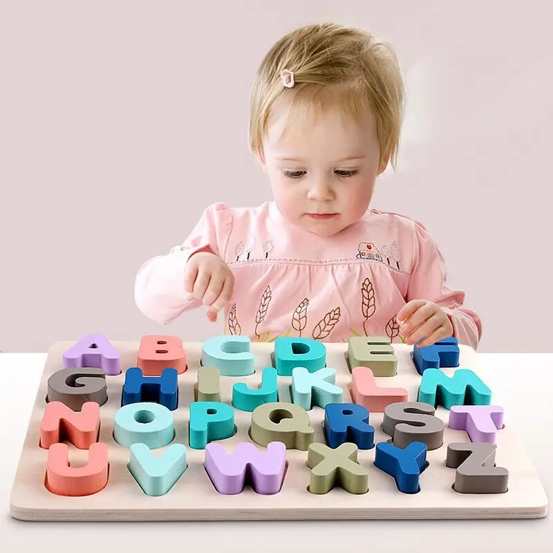 

Деревянные цифры и буквы Монтессори, Когнитивная головоломка, детские развивающие деревянные Игрушки для раннего развития