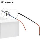 FONEX Мужские и женские очки без оправы из чистого титана, в квадратной оправе