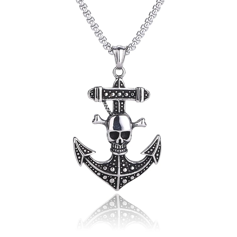 

Stainless Steel Anchor Skull Men Necklaces Chain Pendants Punk Rock Hip Hop Jewelry for Male Boy Fashion Accessories Gift PD0853