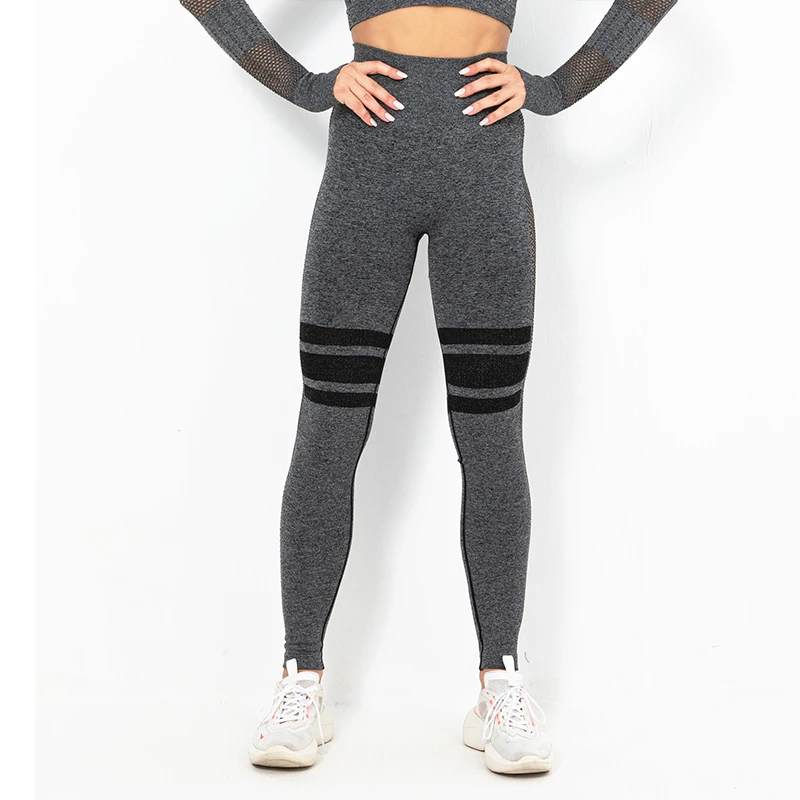 Женские штаны для йоги с высокой талией бесшовные эластичные спортивные