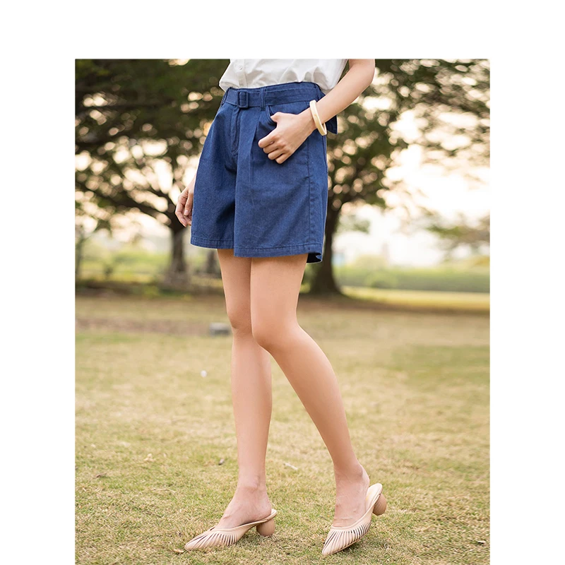 Шорты из чистого хлопка с ремнем модные однотонные шорты в лаконичном стиле inman