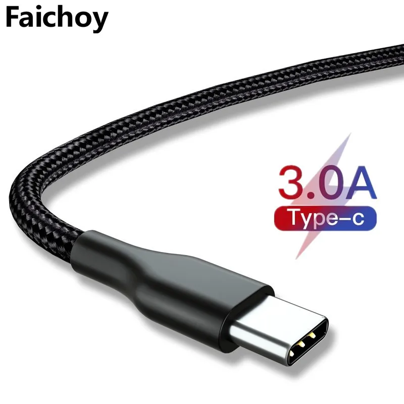 Качественный кабель usb type-C 3A для Xiaomi Redmi Note 7 Mi9, кабель USB C для быстрой зарядки и синхронизации данных для samsung Galaxy S9, Oneplus 6 t, type-C