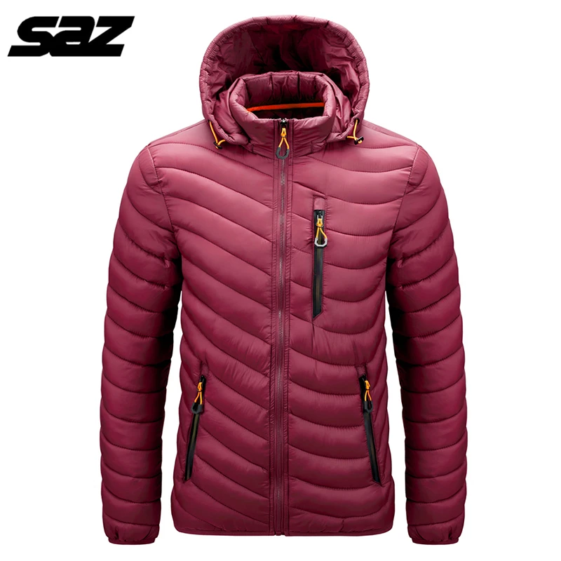 Мужская теплая водонепроницаемая куртка SAZ Повседневная плотная с капюшоном