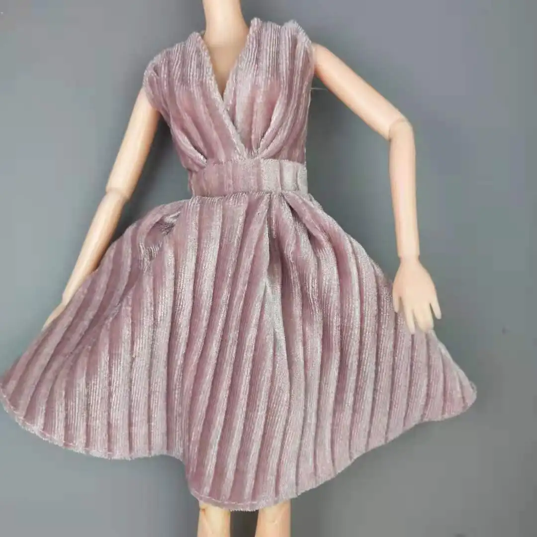

11.5" Classical Evening Dress Pink V Neck Sleeveless Doll Dresses for Barbie Clothes Prince Party Gown 1/6 BJD Dolls Accessories