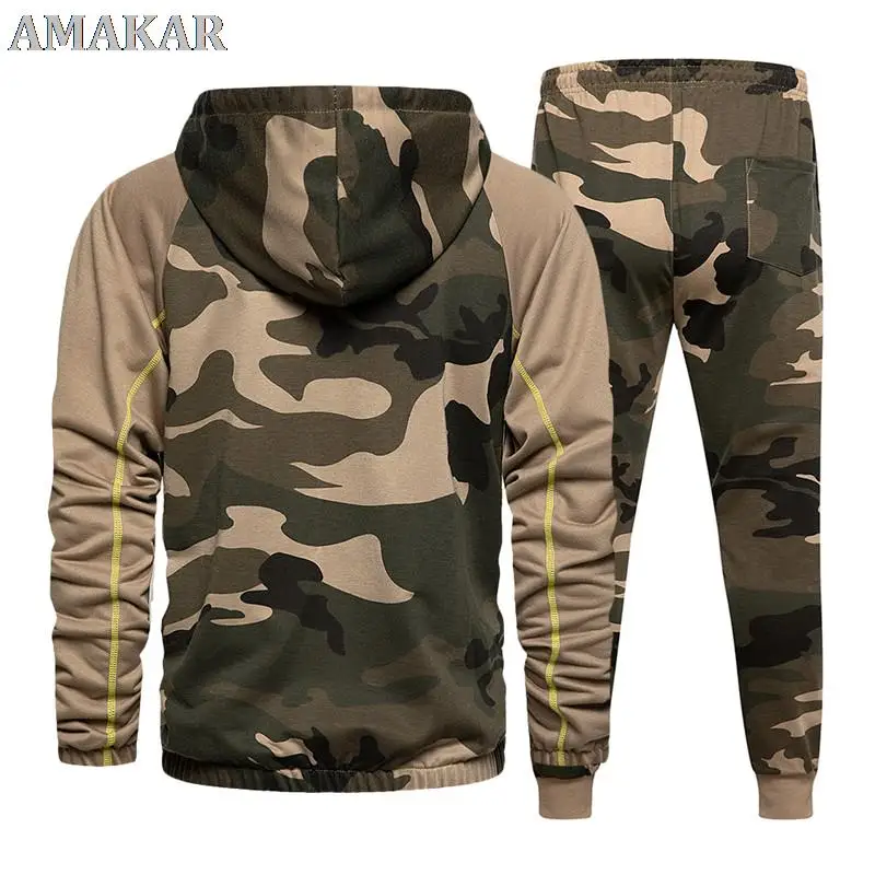 

Костюм спортивный мужской Камуфляжный, свитшот с капюшоном и штаны, пуловер, худи, джоггеры, комплект зимней одежды, 2 предмета