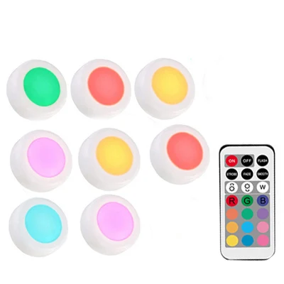 RGB беспроводной датчик касания с регулируемой яркостью светодиодный под кухонные шкафы Светодиодные шайбы для близкого гардероба Лестницы прихожей ночной Светильник - Цвет: 8 lamp 1 controller