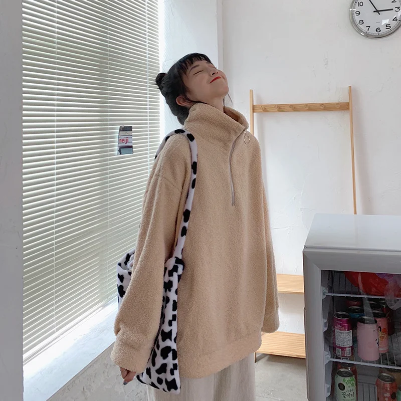 

Реальная фотография экономичная Новинка Осень-зима 2021 воротник-стойка на молнии овца