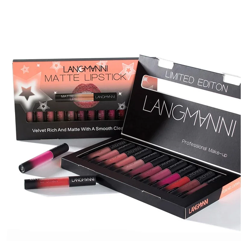 

4/12pcs/lot Ultra Matte Velvet Sexy Lipgloss Set Cosmetic Lip Waterproof Long Lasting Lip Stick Moisturizer Lipstick Makeup Tint