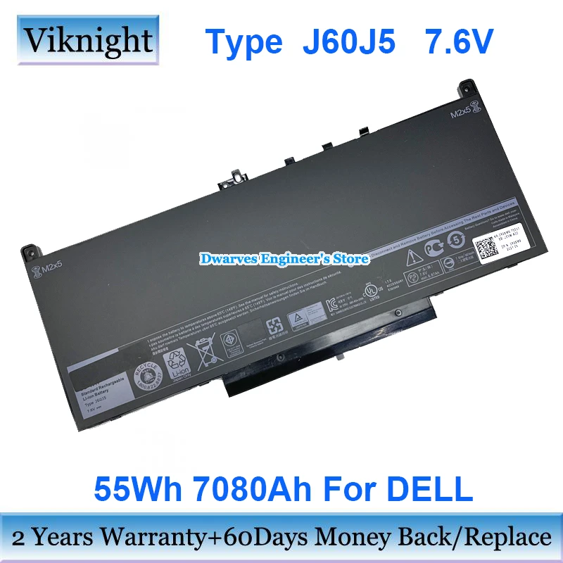 

Genuine WYWJ2 F1KTM Battery 0F1KTM 242WD 0MC34Y 7.6v 55wh for Dell Latitude 12 14 E7270 E7470 Latitude E7260 Laptop Battery