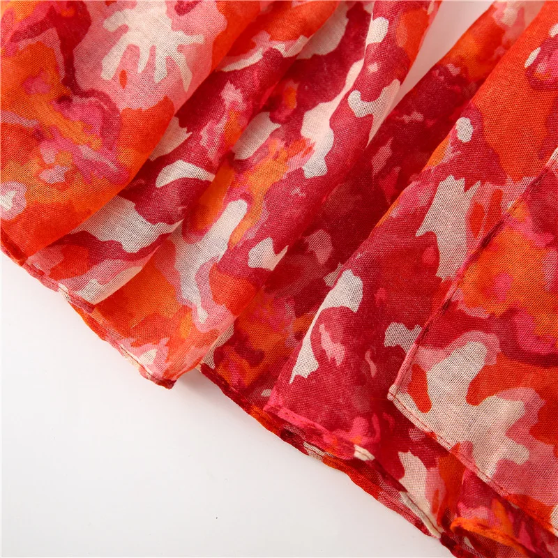 Fashion Abstract Floral Cotton Scarves for Women Spring Autumn Soft Neck Head Shawls and Wraps Lady Pashmina Bandanas |