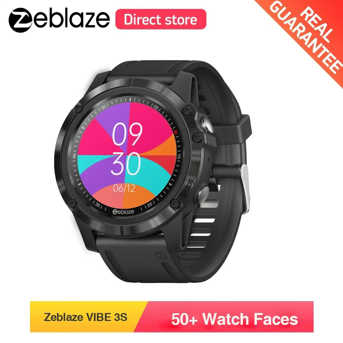 Зеблейбл VIBE 3S Смарт Смотреть Мужчины Bluetooth Smartwatch Спорт Фитнес Tracker 50 &quotЧасы Лицо