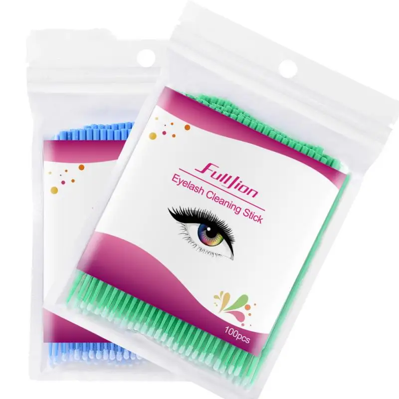 

100 Pcs Disposable Colorful Cotton Swabs Eyelash Brushes Cleaning Swab Hot Natural Eyelashes Tattoo Removal Micro Brush Kit New
