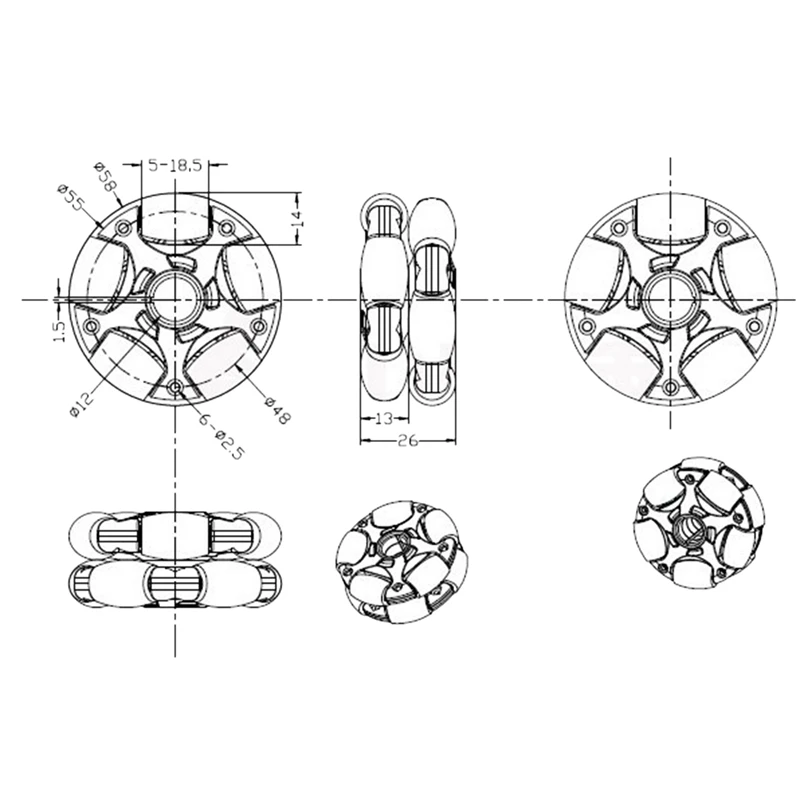 

58Mm Plastic Omni Wheel for Robot Kit and Servo Motor 14135