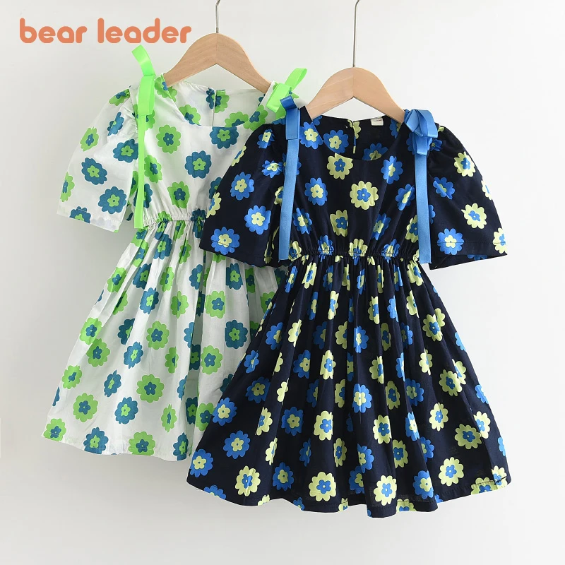 

Bear Leader Girls Princess Party Costumes Summer Fashion Baby Girl Flowers Dress Kids Bowtie Cute Casual Dresses For 2-6 Years