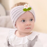 wide headband wool knitted turban for baby girls warm ear protection newborn soft woolen headwrap with little flower hairbands